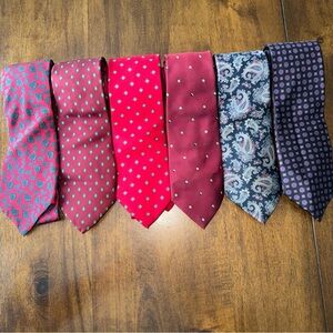 Vintage lot of 6 Geoffrey Beene Mens Neckties Ties Silk Red Blue Paisley